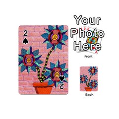 Brick Wall Flower Pot In Color Playing Cards 54 Designs (mini) by okhismakingart