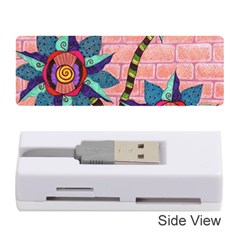 Brick Wall Flower Pot In Color Memory Card Reader (stick) by okhismakingart