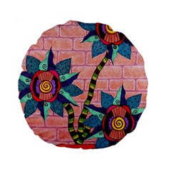 Brick Wall Flower Pot In Color Standard 15  Premium Round Cushions by okhismakingart