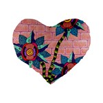 Brick Wall Flower Pot in Color Standard 16  Premium Heart Shape Cushions Back