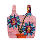 Brick Wall Flower Pot in Color Full Print Recycle Bag (M) Front