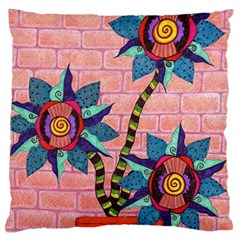 Brick Wall Flower Pot In Color Standard Flano Cushion Case (one Side) by okhismakingart