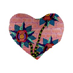 Brick Wall Flower Pot In Color Standard 16  Premium Flano Heart Shape Cushions by okhismakingart