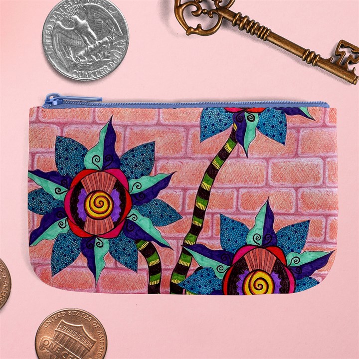 Brick Wall Flower Pot in Color Large Coin Purse