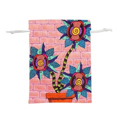 Brick Wall Flower Pot In Color Lightweight Drawstring Pouch (s) by okhismakingart