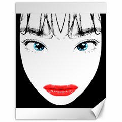 Cartoon Style Asian Woman Close Up Portrait Illustration Canvas 12  X 16  by dflcprintsclothing