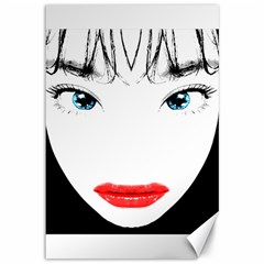 Cartoon Style Asian Woman Close Up Portrait Illustration Canvas 12  X 18  by dflcprintsclothing