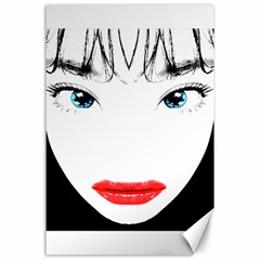 Cartoon Style Asian Woman Close Up Portrait Illustration Canvas 24  X 36  by dflcprintsclothing