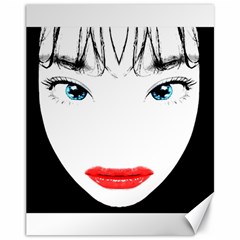 Cartoon Style Asian Woman Close Up Portrait Illustration Canvas 11  X 14  by dflcprintsclothing