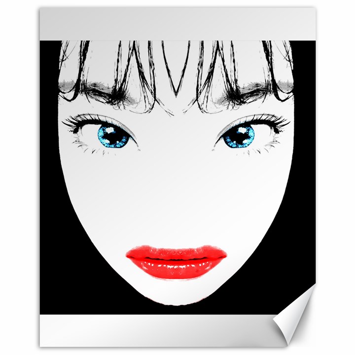 Cartoon Style Asian Woman Close Up Portrait Illustration Canvas 11  x 14 