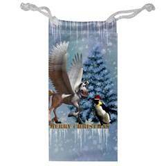 Merry Christmas, Funny Pegasus With Penguin Jewelry Bag by FantasyWorld7