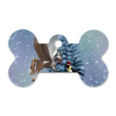 Merry Christmas, Funny Pegasus With Penguin Dog Tag Bone (two Sides) by FantasyWorld7