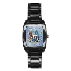 Merry Christmas, Funny Pegasus With Penguin Stainless Steel Barrel Watch by FantasyWorld7