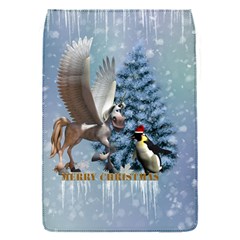 Merry Christmas, Funny Pegasus With Penguin Removable Flap Cover (s) by FantasyWorld7