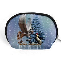 Merry Christmas, Funny Pegasus With Penguin Accessory Pouch (medium) by FantasyWorld7