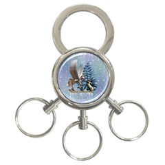 Merry Christmas, Funny Pegasus With Penguin 3-ring Key Chain by FantasyWorld7