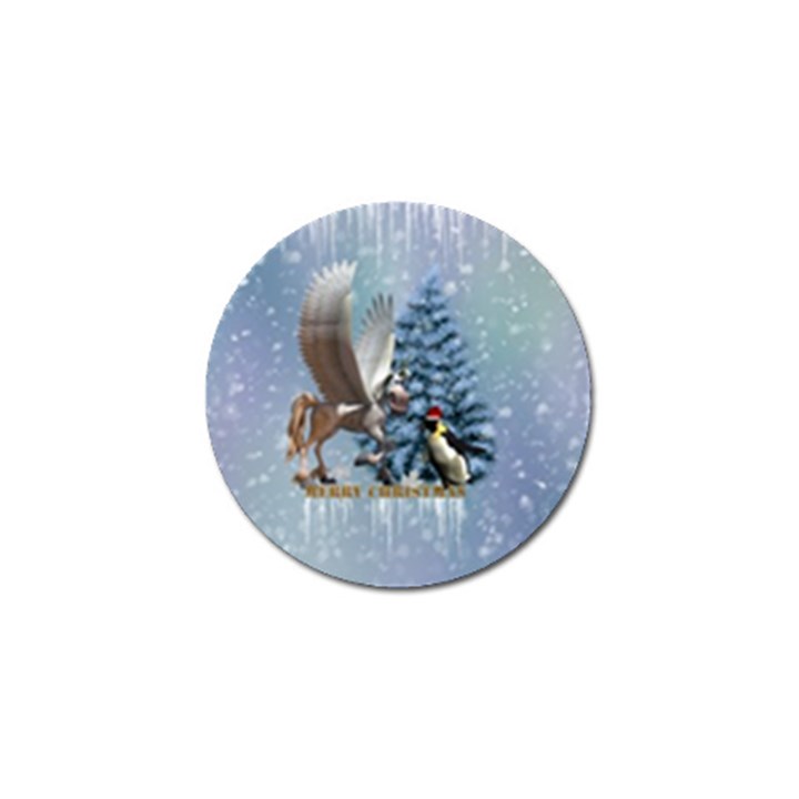 Merry Christmas, Funny Pegasus With Penguin Golf Ball Marker (4 pack)