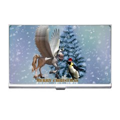 Merry Christmas, Funny Pegasus With Penguin Business Card Holder by FantasyWorld7