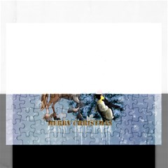 Merry Christmas, Funny Pegasus With Penguin Rectangular Jigsaw Puzzl by FantasyWorld7