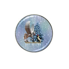 Merry Christmas, Funny Pegasus With Penguin Hat Clip Ball Marker by FantasyWorld7