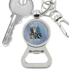 Merry Christmas, Funny Pegasus With Penguin Bottle Opener Key Chain by FantasyWorld7