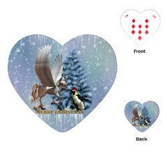 Merry Christmas, Funny Pegasus With Penguin Playing Cards Single Design (heart) by FantasyWorld7