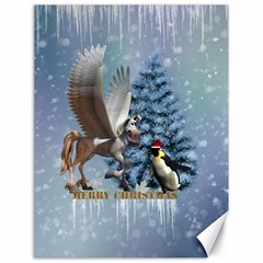 Merry Christmas, Funny Pegasus With Penguin Canvas 18  X 24  by FantasyWorld7