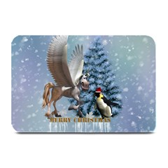 Merry Christmas, Funny Pegasus With Penguin Plate Mats by FantasyWorld7