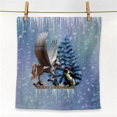 Merry Christmas, Funny Pegasus With Penguin Face Towel by FantasyWorld7