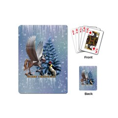 Merry Christmas, Funny Pegasus With Penguin Playing Cards Single Design (mini) by FantasyWorld7