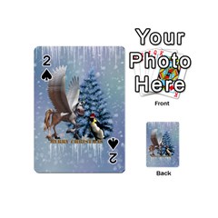 Merry Christmas, Funny Pegasus With Penguin Playing Cards 54 Designs (mini) by FantasyWorld7