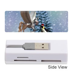 Merry Christmas, Funny Pegasus With Penguin Memory Card Reader (stick) by FantasyWorld7