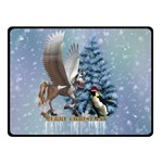 Merry Christmas, Funny Pegasus With Penguin Double Sided Fleece Blanket (Small)  45 x34  Blanket Back