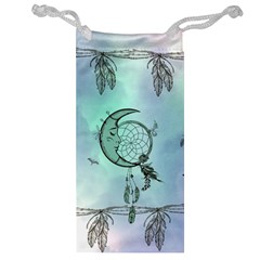 Dreamcatcher With Moon And Feathers Jewelry Bag by FantasyWorld7