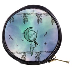 Dreamcatcher With Moon And Feathers Mini Makeup Bag by FantasyWorld7