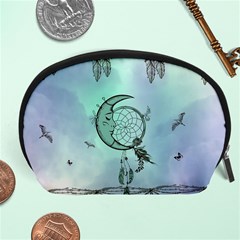 Dreamcatcher With Moon And Feathers Accessory Pouch (large) by FantasyWorld7