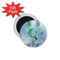 Dreamcatcher With Moon And Feathers 1 75  Magnets (100 Pack)  by FantasyWorld7