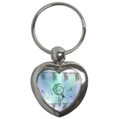 Dreamcatcher With Moon And Feathers Key Chain (heart)