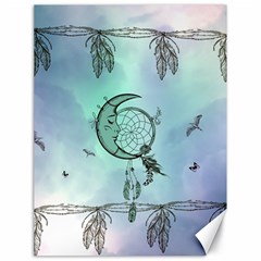 Dreamcatcher With Moon And Feathers Canvas 18  X 24  by FantasyWorld7