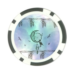 Dreamcatcher With Moon And Feathers Poker Chip Card Guard by FantasyWorld7