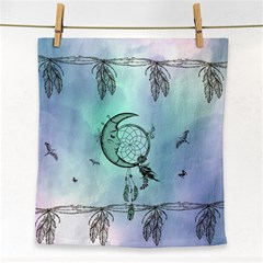 Dreamcatcher With Moon And Feathers Face Towel by FantasyWorld7