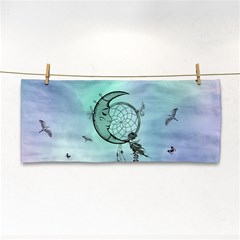 Dreamcatcher With Moon And Feathers Hand Towel by FantasyWorld7