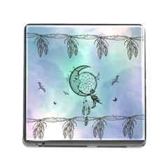 Dreamcatcher With Moon And Feathers Memory Card Reader (square 5 Slot) by FantasyWorld7