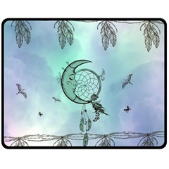 Dreamcatcher With Moon And Feathers Fleece Blanket (medium)  by FantasyWorld7