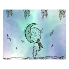 Dreamcatcher With Moon And Feathers Double Sided Flano Blanket (large)  by FantasyWorld7