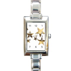 Stars Faux Gold Elegant Starry Festive Christmas Pattern Rectangle Italian Charm Watch by yoursparklingshop