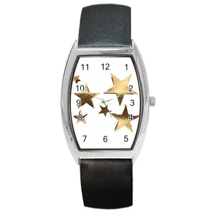 Stars Faux Gold Elegant Starry Festive Christmas Pattern Barrel Style Metal Watch