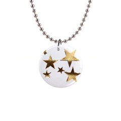 Stars Faux Gold Elegant Starry Festive Christmas Pattern 1  Button Necklace by yoursparklingshop