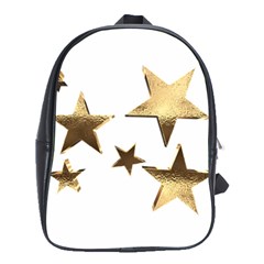 Stars Faux Gold Elegant Starry Festive Christmas Pattern School Bag (large) by yoursparklingshop