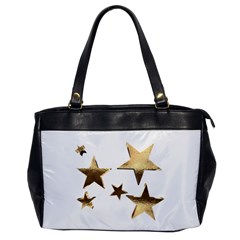 Stars Faux Gold Elegant Starry Festive Christmas Pattern Oversize Office Handbag by yoursparklingshop